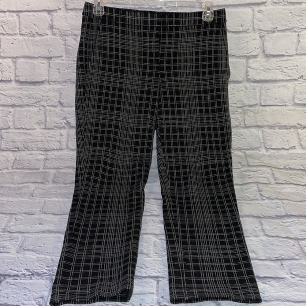 Theory Black & White Plaid Stretchy Heavy Pants